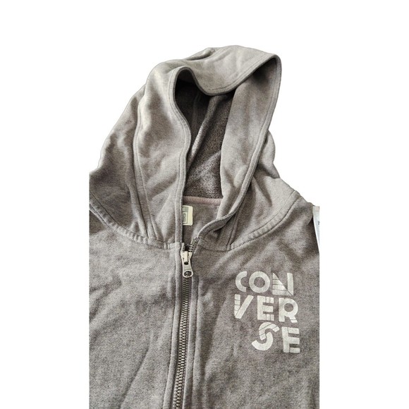 Converse All Star Hoodie Women’s Size Medium Gray Cotton Long Sleeve Full Zipper - Picture 8 of 8